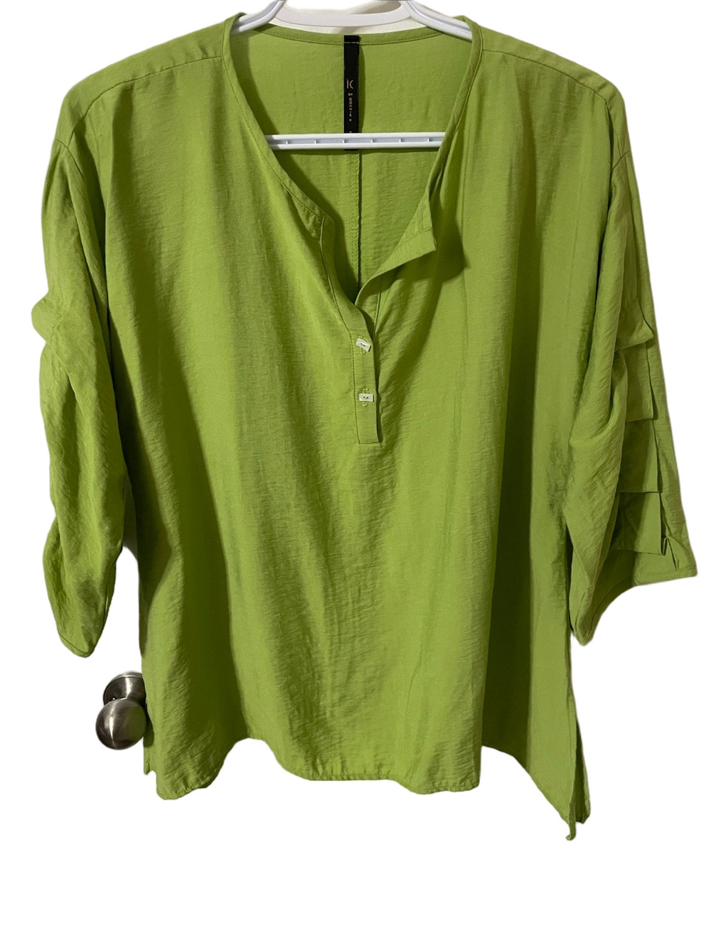IC by Connie K Green Split-Neck Tunic With Sleeve Detail Size Small